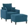 Sillón con taburete terciopelo azul 60 cm de , Sofás - Ref: Foro24-3201106, Precio: 198,39 €, Descuento: %