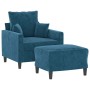 Sillón con taburete terciopelo azul 60 cm de , Sofás - Ref: Foro24-3201106, Precio: 201,84 €, Descuento: %