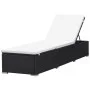 Sun lounger with black synthetic rattan cushion by , Loungers - Ref: Foro24-42677, Price: 222,20 €, Discount: %