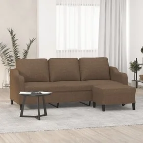Sofá de 3 plazas con taburete de tela marrón 180 cm de , Sofás - Ref: Foro24-3201138, Precio: 361,11 €, Descuento: %