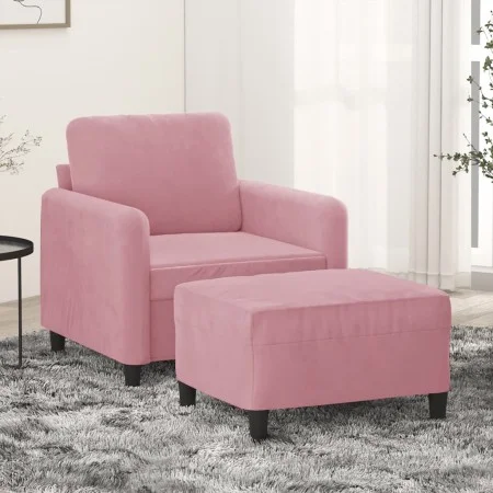 Sillón con taburete terciopelo rosa 60 cm de , Sofás - Ref: Foro24-3201167, Precio: 211,45 €, Descuento: %