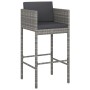 Set de muebles bar jardín 3 pzas y cojines ratán sintético gris de vidaXL, Conjuntos de jardín - Ref: Foro24-3094788, Precio:...