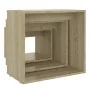Stapelbare Tische, 3-teilig, Eichenholz-Furnier in Sonoma-Eiche. von , Seitentische - Ref: Foro24-808579, Preis: 47,87 €, Rab...