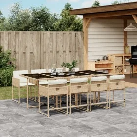 Set comedor de jardín 9 pzas con cojines ratán sintético beige de , Conjuntos de jardín - Ref: Foro24-3211282, Precio: 592,25...