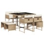 Set comedor de jardín 9 pzas con cojines ratán sintético beige de , Conjuntos de jardín - Ref: Foro24-3211318, Precio: 351,75...