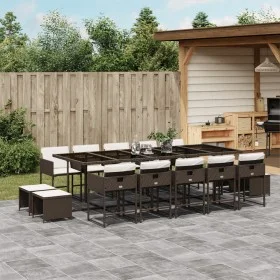 Set comedor de jardín y cojines 15 pzas ratán sintético marrón by , Garden sets - Ref: Foro24-3211353, Price: 834,74 €, Disco...