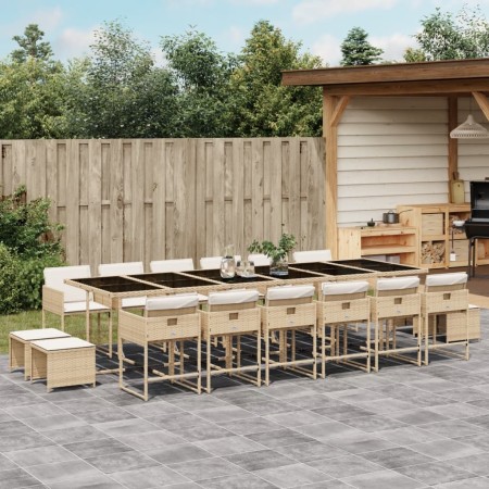 Set comedor de jardín 17 pzas con cojines ratán sintético beige de , Conjuntos de jardín - Ref: Foro24-3211366, Precio: 881,8...
