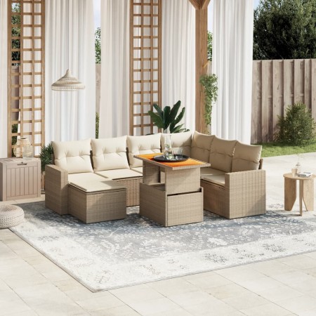 Juego de sofás de jardín con cojines beige 8 pzas ratán PE de , Conjuntos de jardín - Ref: Foro24-3271429, Precio: 532,76 €, ...