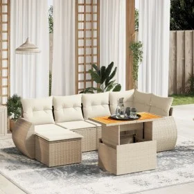 Set sofás de jardín 7 piezas y cojines ratán sintético beige de , Conjuntos de jardín - Ref: Foro24-3272297, Precio: 572,12 €...