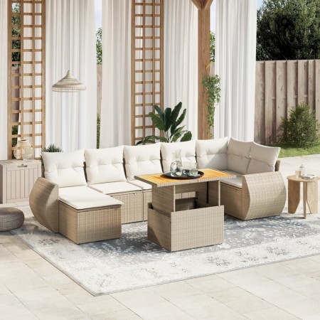 Juego de sofás de jardín con cojines beige 8 pzas ratán PE de , Conjuntos de jardín - Ref: Foro24-3272304, Precio: 565,07 €, ...