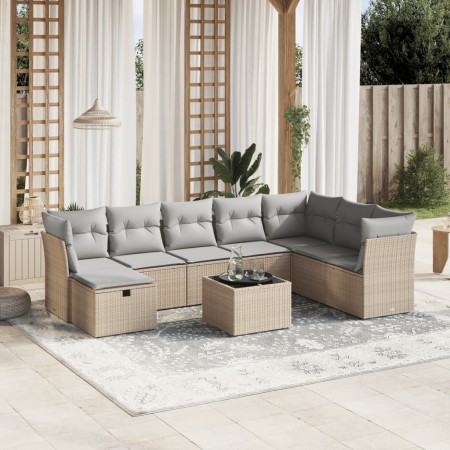 Juego de sofás jardín con cojines beige mezcla 9 pzas ratán PE de , Conjuntos de jardín - Ref: Foro24-3263285, Precio: 514,88...