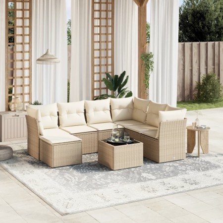 Juego de sofás de jardín con cojines beige 8 pzas ratán PE de , Conjuntos de jardín - Ref: Foro24-3263224, Precio: 509,86 €, ...