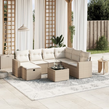 Juego de sofás de jardín con cojines beige 8 pzas ratán PE de , Conjuntos de jardín - Ref: Foro24-3263534, Precio: 514,81 €, ...