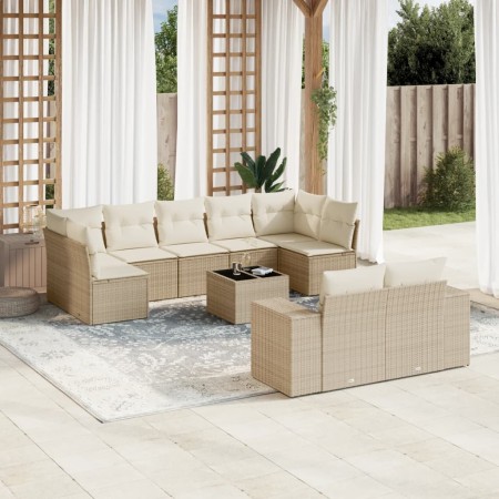 Juego de sofás jardín con cojines beige 10 pzas ratán sintético de , Conjuntos de jardín - Ref: Foro24-3223027, Precio: 655,7...