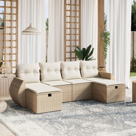 Juego de sofás jardín con cojines 6 pzas ratán sintético beige de , Conjuntos de jardín - Ref: Foro24-3264164, Precio: 421,16...