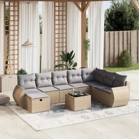 Juego de sofás jardín con cojines beige mezcla 9 pzas ratán PE von , Gartensets - Ref: Foro24-3264215, Preis: 574,64 €, Rabat...