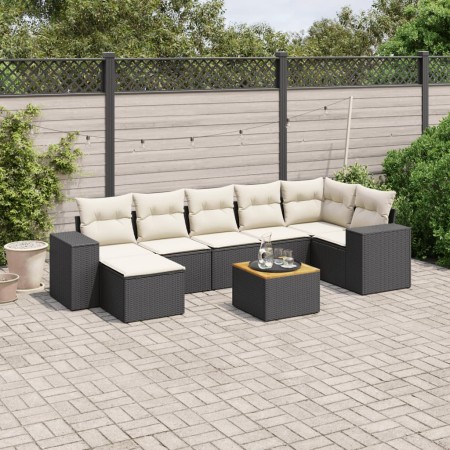 Set de sofás de jardín 8 piezas y cojines ratán sintético negro de , Conjuntos de jardín - Ref: Foro24-3257883, Precio: 474,0...