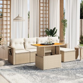 Juego de sofás jardín con cojines 6 pzas ratán sintético beige de , Conjuntos de jardín - Ref: Foro24-3271730, Precio: 402,07...