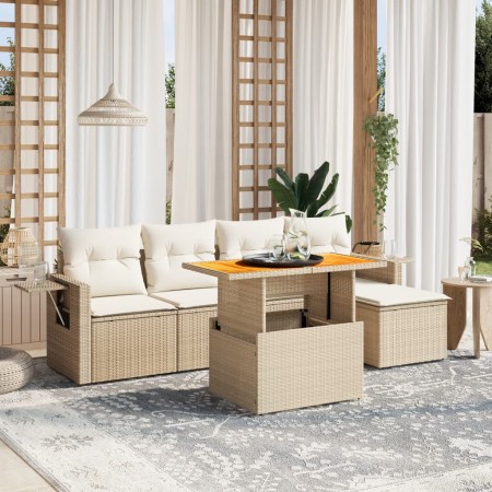 Juego de sofás jardín con cojines 6 pzas ratán sintético beige de , Conjuntos de jardín - Ref: Foro24-3271730, Precio: 402,07...