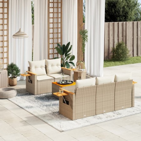 Juego de sofás jardín con cojines 6 pzas ratán sintético beige de , Conjuntos de jardín - Ref: Foro24-3226625, Precio: 511,18...