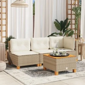 Mesa de jardín ratán sintético madera acacia beige 55x55x36 cm de , Mesas de jardín - Ref: Foro24-365910, Precio: 62,33 €, De...
