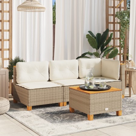 Mesa de jardín ratán sintético madera acacia beige 55x55x36 cm de , Mesas de jardín - Ref: Foro24-365910, Precio: 63,60 €, De...