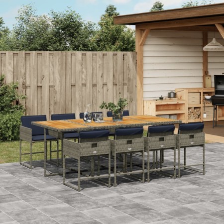 Set comedor jardín 9 pzas y cojines ratán sintético gris de , Conjuntos de jardín - Ref: Foro24-3278056, Precio: 583,18 €, De...
