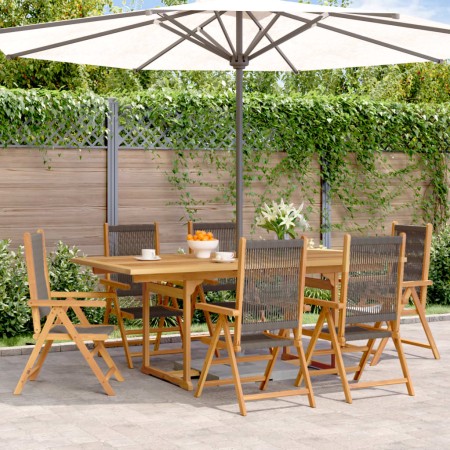 Set de comedor jardín 7 pzas polipropileno madera maciza gris de , Conjuntos de jardín - Ref: Foro24-3281734, Precio: 852,59 ...