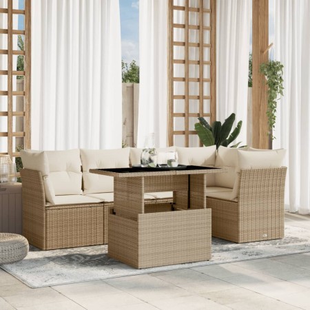 Juego de sofás jardín con cojines 6 pzas ratán sintético beige de , Conjuntos de jardín - Ref: Foro24-3266568, Precio: 447,36...
