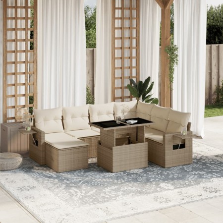 Set de sofás de jardín y cojines 8 piezas ratán sintético beige de , Conjuntos de jardín - Ref: Foro24-3268068, Precio: 542,5...