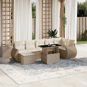 Set de sofás de jardín y cojines 8 piezas ratán sintético beige de , Conjuntos de jardín - Ref: Foro24-3268688, Precio: 581,8...