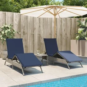 Tumbonas con mesita 2 unidades ratán sintético gris by , Loungers - Ref: Foro24-4002716, Price: 312,89 €, Discount: %