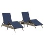 Tumbonas con mesita 2 unidades ratán sintético gris de , Tumbonas - Ref: Foro24-4002716, Precio: 319,73 €, Descuento: %