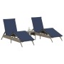 Tumbonas con mesita 2 unidades ratán sintético gris de , Tumbonas - Ref: Foro24-4002716, Precio: 319,73 €, Descuento: %