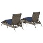 Tumbonas con mesita 2 unidades ratán sintético gris de , Tumbonas - Ref: Foro24-4002716, Precio: 319,73 €, Descuento: %