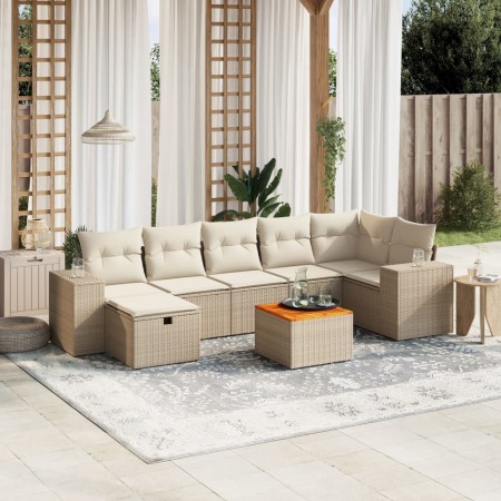 Juego de sofás de jardín con cojines beige 8 pzas ratán PE de , Conjuntos de jardín - Ref: Foro24-3265181, Precio: 525,85 €, ...