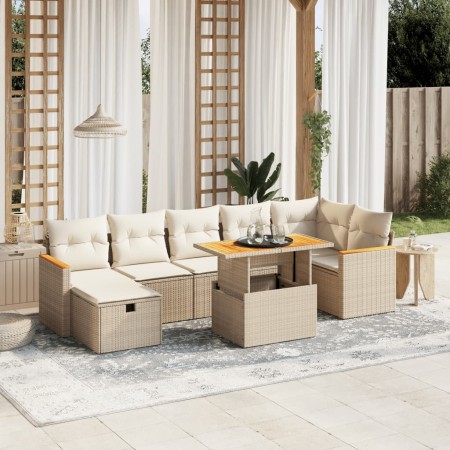 Juego de sofás de jardín con cojines beige 8 pzas ratán PE de , Conjuntos de jardín - Ref: Foro24-3276047, Precio: 531,17 €, ...