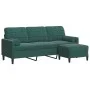 Sofá de 3 plazas con taburete de terciopelo verde oscuro 180 cm by , Sofas - Ref: Foro24-3278269, Price: 362,99 €, Discount: %