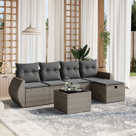 Set de muebles de jardín 6 pzas y cojines ratán sintético gris de , Conjuntos de jardín - Ref: Foro24-3264096, Precio: 362,48...