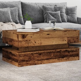 Mesa de centro con luces LED madera envejecida 90x50x40 cm de , Mesas de centro - Ref: Foro24-857718, Precio: 108,10 €, Descu...