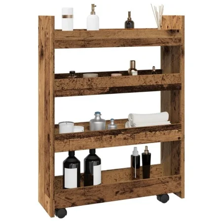 Carro de almacenaje estrecho 4 niveles madera envejecida by , Kitchen and dining carts - Ref: Foro24-855266, Price: 62,75 €, ...