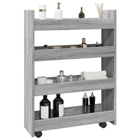 Carro de almacenaje estrecho 4 niveles madera gris Sonoma by , Kitchen and dining carts - Ref: Foro24-855264, Price: 52,37 €,...