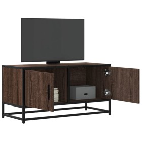 Mueble TV metal y madera ingeniería marrón roble 80x34,5x40 cm de , Muebles TV - Ref: Foro24-848828, Precio: 52,89 €, Descuen...