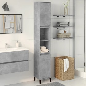 Armario de baño madera contrachapada gris hormigón 30x30x190 cm de , Tocadores de baño - Ref: Foro24-857104, Precio: 69,99 €,...