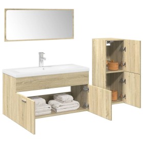 Juego de muebles de baño 4 pzas contrachapada roble Sonoma de , Muebles de baño - Ref: Foro24-3325009, Precio: 284,93 €, Desc...