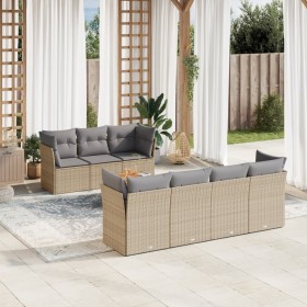 Set de sofás de jardín y cojines 8 pzas ratán PE beige mezcla en Conjuntos de jardín | Comprar online en Foru.es