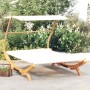 Tumbona con dosel madera maciza curvada crema 165x203x138 cm de vidaXL, Camas para exteriores - Ref: Foro24-313951, Precio: 3...