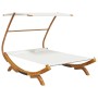 Tumbona con dosel madera maciza curvada crema 165x203x138 cm de vidaXL, Camas para exteriores - Ref: Foro24-313951, Precio: 3...
