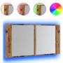 Armario con espejo LED madera ingeniería envejecida 90x12x45 cm de , Tocadores de baño - Ref: Foro24-856284, Precio: 71,00 €,...