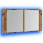 Armario con espejo LED madera ingeniería envejecida 90x12x45 cm de , Tocadores de baño - Ref: Foro24-856284, Precio: 69,85 €,...